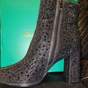 Lauren Lorraine Glittering Black Heeled Boots